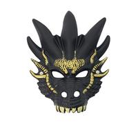 ESSECMBS Mens Halloween Dragon Masks Womens Plastic Dragon Cosplay Masks for Role Play Dress Up Party (Black, One Size)