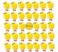 ESSECMBS Mini Easter Chicks Toy Set 60pcs Cute Fluffy Chickens Easter Basket Stuffers Party Supplies for Kids (60Pcs Yellow, 3cm)