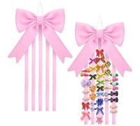 ESSECMBS Pink Bow Hairpin Holder Hanger for Wall Large Capacity White Bowknot Hair Accessory Hanging Display Organizer for Bedroom/Girls Room (1 Piece Pink, 60cm*25cm/23.62''*9.84'')
