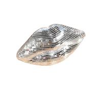 ESSECMBS Valentines Day Red Lips Sculpture Home Decorations Indoor Silver Disco Mosaic Lip Figurine Table Ornaments (Silver, 20 * 12.5 * 8cm/7.87 * 4.92 * 3.15 inches)