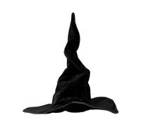 ESSECMBS Womens Halloween Black Witch Hats Green Vintage Twisted Witch Hat Retro Purple Wizard Hat for Cosplay Dress Up (Black, 40cmx60cm)