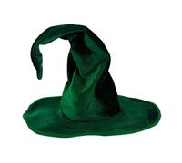 ESSECMBS Womens Halloween Black Witch Hats Green Vintage Twisted Witch Hat Retro Purple Wizard Hat for Cosplay Dress Up (Green, 40cmx60cm)