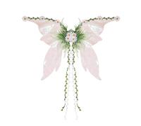 ESSECMBS Womens Halloween Forest Fairy Wings Girls Butterfly Wings with 3D Daisy Flowers & Leaves for Cosplay Dress Up Party (White, 70 * 48cm)