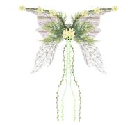 ESSECMBS Womens Halloween Forest Fairy Wings Girls Butterfly Wings with 3D Daisy Flowers & Leaves for Cosplay Dress Up Party (Black, 70 * 48cm)