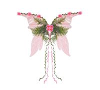 ESSECMBS Womens Halloween Forest Fairy Wings Girls Butterfly Wings with 3D Daisy Flowers & Leaves for Cosplay Dress Up Party (Pink, 70 * 48cm)