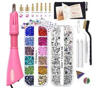 esseelove Hotfix Applicator, DIY Hot Fix Rhinestone Setter, Hot Fixed Wand Kit, 4536 Pcs, AB, Clear, 12 Colors, Gem Picker, Brush, Trays, Bag, Bedazzler Kit with Rhinestones