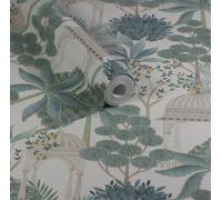 Esselle Home Exotic Pavilion Parchment/green Wallpaper
