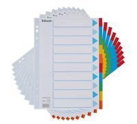 Esselte 10 Packs A4 Card File Dividers, 10 Parts Coloured Folder Dividers with Identification front Sheet, for Ring Binders and Lever Arch Files, Made from Durable, Recycled Card