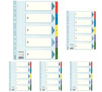 Esselte 100160 A4 1-5 Index, Heavy Duty Cardboard with Mylar Reinforced Tabs, Blue/Multicolour (Pack of 5)
