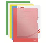 Esselte 15494 Quality Folder, Holds up to 20 A4 sheets, Transparent, Matte, Assorted colours, 115 Micron PP Material, Pack of 25