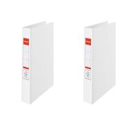 Esselte 2 Ring Binder, PP, Holds up to 190 Sheets, Vivida Range, 42 mm Spine, 14449 - A4, White (Pack of 2)