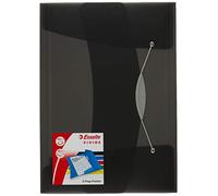 Esselte 3-Flap Folder, Holds up to 150 A4 Sheets, Elastic Closure, Flexible Plastic, Black, Vivida Range, 624043