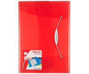 Esselte 3-Flap Folder, Holds up to 150 A4 Sheets, Elastic Closure, Flexible Plastic, Red, Vivida Range, 624042