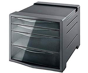 Esselte 4 Drawer Cabinet, Organiser, Intego Range, Transparent, Translucent Smoked Grey