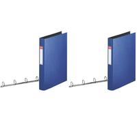 Esselte 4 Ring Binder, PP, Holds up to 190 Sheets, Vivida Range, 42 mm Spine, 14460 - A4, Blue (Pack of 2)