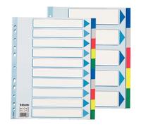 Esselte A4 1-10 Index, Heavy Duty Plastic, Extra Wide, Blue/Multicolour, Pack of 10