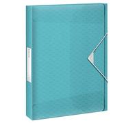 Esselte A4 Box File, Holds 200 Sheets, 25mm Spine, Translucent Document Storage Organiser Folder, Home/Office, Embossed Pattern, Colour'Breeze Range, Blue, 626259