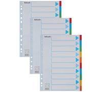Esselte A4 Card File Dividers. 10 Parts Coloured Folder Dividers with Identification Front Sheet, for Ring Binders and Lever Arch Files. Made from Durable, Recycled Card (Pack of 3)