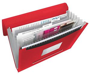 Esselte A4 Expanding Project File, Integrated Index with 6 Expanding Compartments, Elastic Closure, Flexible Plastic, Red, VIVIDA Range, 624016