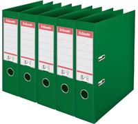 Esselte, A4 Lever Arch File, 75 mm Spine, 500 sheets Capacity, PP, Plastic Cover, No. 1 Mechanism, Files & Folders, Green, 5 Pack, 162560