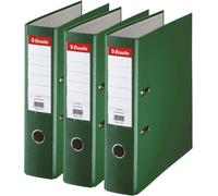 Esselte A4 Lever Arch Files, Green, 3 File Folders, 624293, back 75 mm, Green