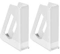 Esselte A4 Magazine File, Desktop Storage Organiser for Catalogues, Brochures, Papers and Folders, Strong Plastic File, VIVIDA Range, White, 628215 (Pack of 2)