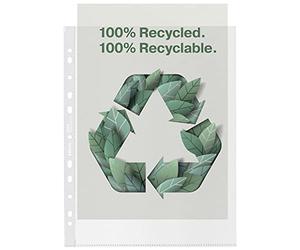 Esselte A4 Maxi Pockets, 100 Pack, Embossed Extra Strong PP, 100 Micron | Copy-safe plastic punched poly pockets protect pages with extended capacity; For use on the go