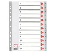 Esselte A4 Polypropylene 1-12 Part Indices - Grey