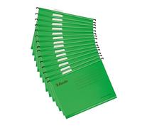 Esselte A4 Reinforced Filing Cabinet Suspension File, Pack 15, Made from Strong 100% Recycled Card, with Tabs and Card Inserts, for Home, Office, School Organisation, Green