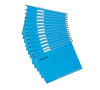 Esselte A4 Reinforced Filing Cabinet Suspension File, Pack 15, Made from Strong 100% Recycled Card, with Tabs and Card Inserts, for Home, Office, School Organisation, Blue