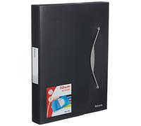 Esselte Box File, Holds up to 350 A4 Sheets, Elastic Closure, Flexible Plastic, Translucent black, VIVIDA Range