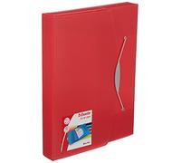 Esselte Box File, Holds up to 350 A4 Sheets, Elastic Closure, Flexible Plastic, Translucent red, VIVIDA Range