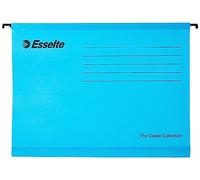 Esselte Classic Reinforced Suspension File with Binder Strip, A4, Pack of 10, Tabs Included, Blue, 93130