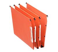 Esselte Dual Lateral Suspension Files, A4, 50mm Capacity, Pack of 25 Connectable Files, Tabs Included, Orange, Orgarex Range, 21630