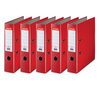 Esselte Essentials, A4 Lever Arch File, 75 mm Spine, 500 Sheets Capacity, PP, Plastic Cover, File Folder, Red, Pack 5, 23988