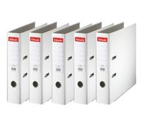 Esselte Essentials, A4 Lever Arch File, 75 mm Spine, 500 Sheets Capacity, PP, Plastic Cover, File Folder, White, Pack 5, 23999