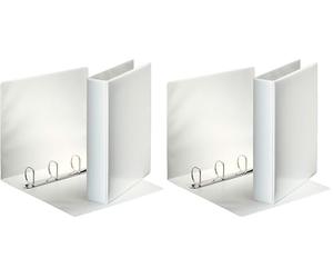 Esselte Essentials Presentation Binder, PP, 4 cm Ring Diameter, 49704 - A4, White (Pack of 2)