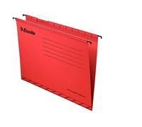 Esselte Foolscap Reinforced Filing Cabinet Suspension File, Pack 25, Red | Made from Strong 100% Recycled Card, with Tabs and Card Inserts, Ideal for Home, Office & School, 150 Sheets Capacity