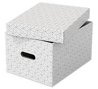 Esselte Home Storage Box 628282 Medium 100% Recycled Cardboard White 265 x 365 x 205 mm Pack of 3