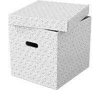 Esselte Home Storage Box 628288 Cube Large 100% Recycled Cardboard White 320 x 365 x 315 mm Pack of 3