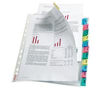 Esselte Index Punched Pocket with 12 Tabs, Holds up to 30 A4 sheets, Transparent, 130 Micron PP Material, 414170
