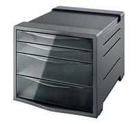 Esselte 4 Drawer Cabinet, Organiser, Intego Range, Transparent, Translucent Smoked Grey