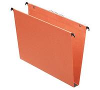 Esselte Kori Vertical Suspension File, Squared Base, Foolscap, Pack of 50 Connectable Files, Tabs Included, Orange, Orgarex Range, 10403