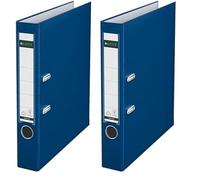 Esselte Leitz 10155035 A4 Quality File 180° with Slotted Cover Plastic Narrow Blue (Pack of 2)