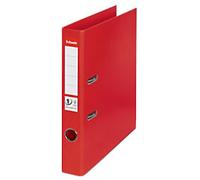 Esselte No.1 Power Narrow Lever Arch File A4 52 mm Red 2 Rings 811430 Polypropylene Portrait Pack of 10