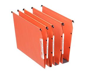 Esselte Orgarex A4 Lateral Suspension Files, 25 Pack, Orange, Recycled Card, V-Base, Integrated Side Labels
