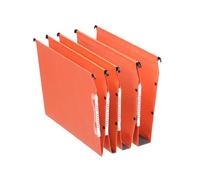 Esselte Orgarex A4 Lateral Suspension Files, 25 Pack, Orange, Recycled Card, V-Base, Integrated Side Labels