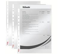 Esselte Plastic Punched Pocket A4, Clear Gloss Finish, Top Open, 43 Micron Polypropylene, Pack of 100, 13089