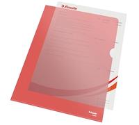Esselte Premium Folder A4, Clear Red Matt Finish, 115 Micron Polypropylene, Box of 100, 54834