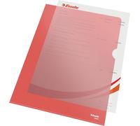 Esselte Premium Folder A4, Clear Red Matt Finish, 115 Micron Polypropylene, Box of 100, 54834